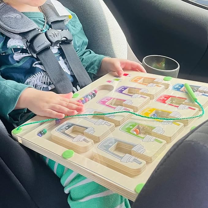 Magnetic Color and Number Maze, Montessori Wooden Magnet Puzzle Game Board for Toddlers, Learning & Education Toys for Preschoolers, Fine Motor Skills Toys for Boys Girls 3-5 Years Old