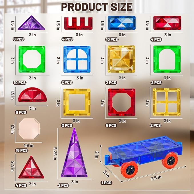Magnet Toy for Toddlers 1-3, Toddler Magnet Building Blocks Tiles Toys for Kids Ages 1-3 4-8, Preschool Learning Sensory Educational Gifts Toys for Boys and Girls 3+ Year Old