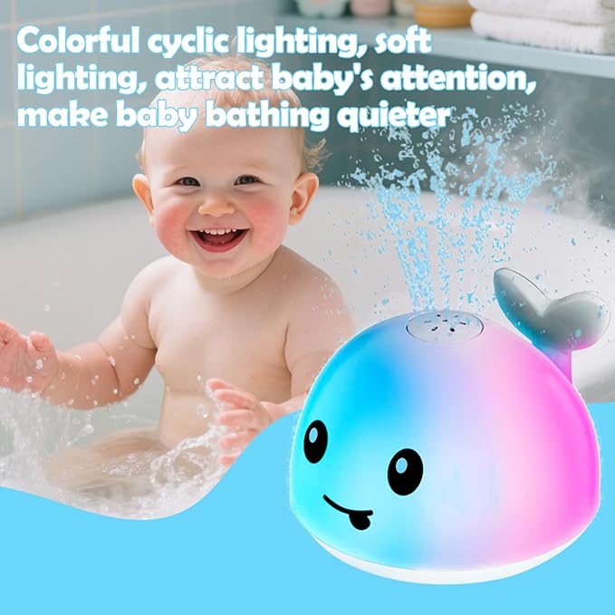 Whale Bath Toy, Baby Bath Toys Rechargeable Colorful Whale Sprinkler for Babys Toddlers Kids Boys or Girls