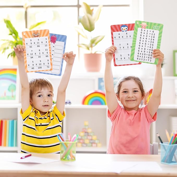 31 Pcs Multiplication Flash Cards Times Table Flash Cards, Math Problems from Easy to Hard, Multiplication Chart with 2 Dry Erase Markers 3 Rings Math Flashcards for 1st to 3rd Grades