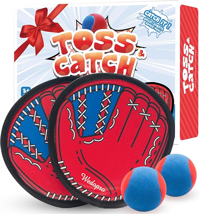 Toss and Catch Ball Game, Kids Toddler Baseball Glove & Catch Ball Toys, Kids Outdoor Games for Family, Toys for Beach Yard Outside, Birthday for Ages 3 4 5 6 7 8-12 Year Old Boys Girls