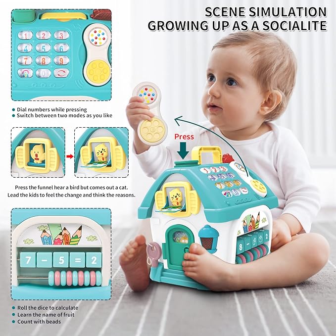Toys for 1 Year Old Boys Gifts, 8 in 1 Functional Musical House Educational Baby Toys 12-18 Months Montessori Toy for One Year Old Boy Birthday Gifts