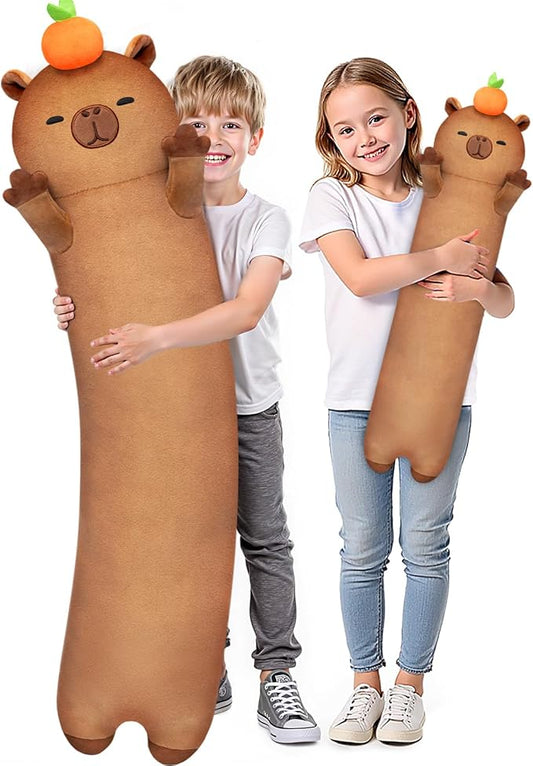 Mewaii Long Capybara Plush 5 Sizes, 120% Extra Filling Giant Plushness Kids Body Pillow, Kawaii Cute Capybara Stuffed Animals Plushies, Big Long Body Pillow Cat Plush Gift for Girls 20”