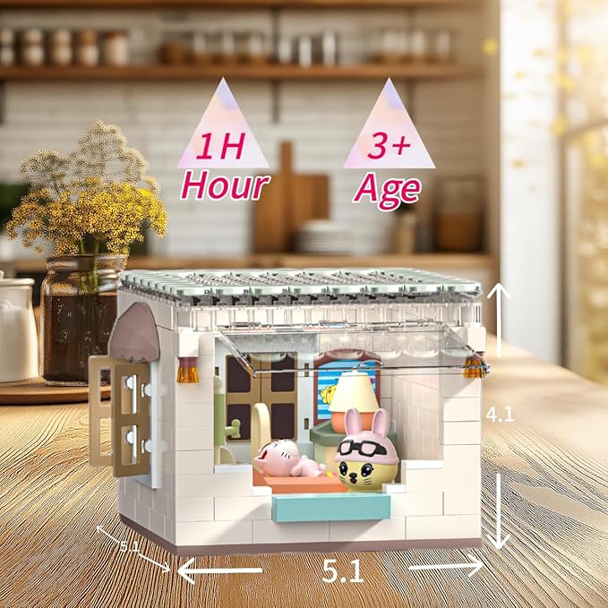 Koko's Cat Town DIY Miniature House Kit,Tiny House Bedroom Building Kit,Purrfect Dollhouse with 251PCS,Cat Toys Gift for Teens Kids Ages 3+,Dollhouse for 3 and up