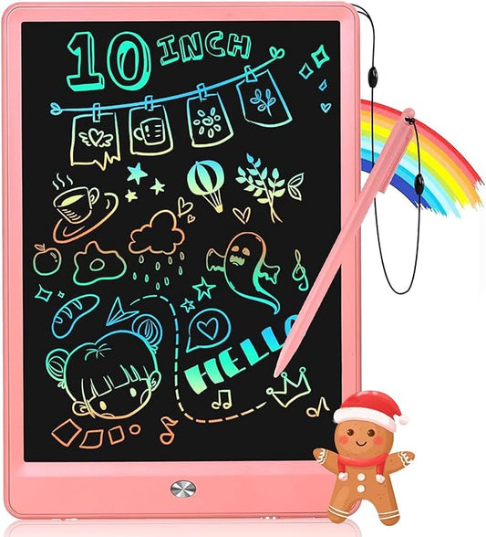 EooCoo LCD Writing Tablet for Kids, 10 Inch Colorful Doodle Board Drawing Pad, Learning Toys for Toddlers, No Mess Sketch Pads Coloring Books for Travel, Stocking Stuffers for Girls 3-12 Years