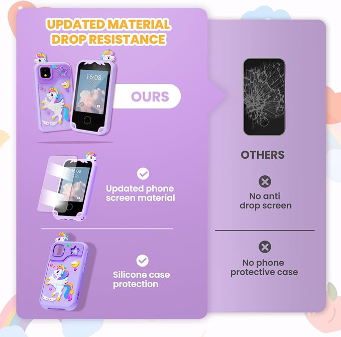 Kids Phone for Girl Toys, Kids Camera Toy Smart Phone Christmas Birthday Gifts Toddler Ages 2, 3, 5, 7, 8, 10 Year Old, Educational Learning Toys with 2.8" Touchscreen, Music Video Game (Purple)