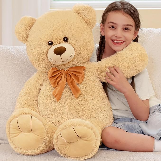 Tezituor Big Teddy Bear Stuffed Animal, 36" Large Plush Soft Bear Toys Baby Shower Decor Christmas Valentines Gifts for Girls Boys Girlfriends, Brown