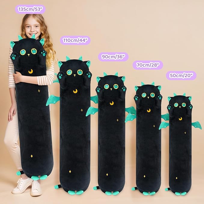Mewaii Long Cat Plush 5 Sizes, 120% Extra Filling Giant Plushness Kids Body Pillow, Kawaii Cute Big Eyes Cat Stuffed Animals Plushies, Big Long Body Pillow Cat Plush Gift for Girls 44”