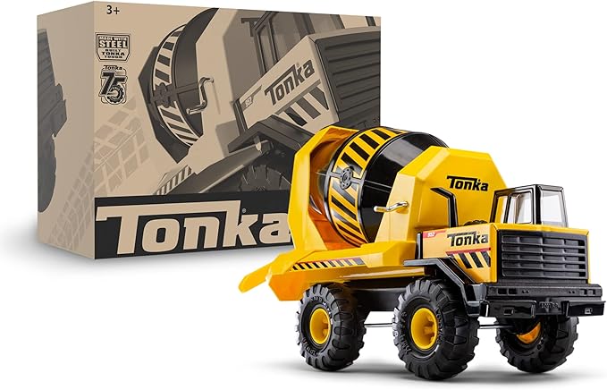 Tonka Steel Classics Mighty Cement Mixer - Made with Steel & Sturdy Plastic, Yellow Toy Construction Truck, Boys and Girls, Kids, Toddlers, Ages 3+