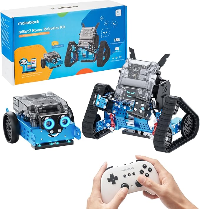 Makeblock mBot2 Rover Emo Robot Programming for Kids, Interactive Robotics Kit Learning and Outdoor Play, Remote Control Coding for Kids 8-12 and up, STEM Educational Building Toys Gifts