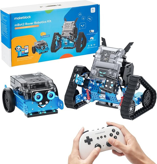 Makeblock mBot2 Rover Emo Robot Programming for Kids, Interactive Robotics Kit Learning and Outdoor Play, Remote Control Coding for Kids 8-12 and up, STEM Educational Building Toys Gifts