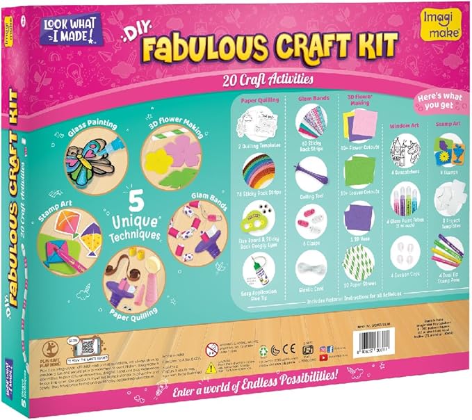 Imagimake Fabulous Craft Kit | 20 Art and Craft Activities - Creative Toy & DIY Set | Arts and Crafts for Kids | Christmas Activities for Kids | Christmas Gifts for 5 6 7 8 9 10 11 12 Years Old Girls