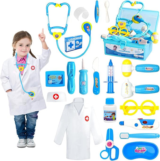 Doctor Kit for Toddlers 3-5 Dress Up Toys for 2 3 4 Year Old Girls Pretend Kids Doctor Play Set with Doctor Costume Toy Stethoscope for 2 3 4 5 6 Year Old Girls Boys Christmas Birthday Gifts