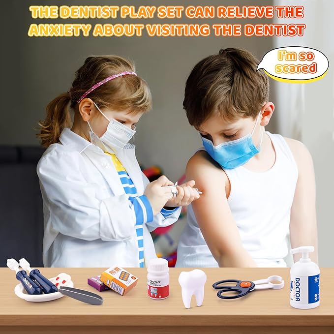 Dentist Play Set, Educational Dentist Kit for Kids, Doctor Kit for Toddlers 3-5 with Realistic Medical Tools, Pretend Play Toys for Boys & Girls