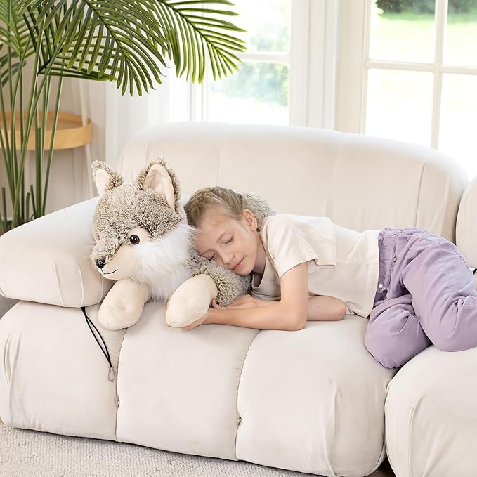 Giant Wolf Stuffed Animal 30", Super Soft Jumbo Plush Toy, Big Fluffy Plushie Gift for Birthdays & Christmas