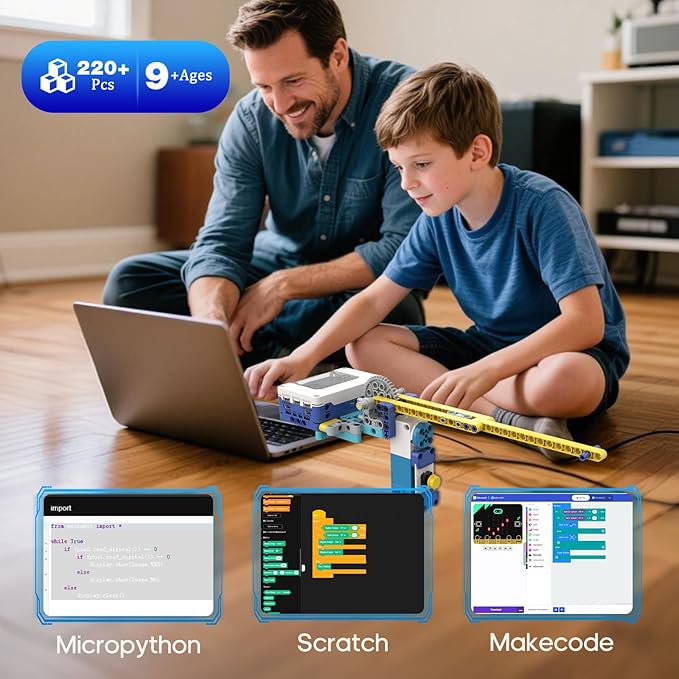 Coding Robot Kit, 10-in-1 BBC Micro:bit Robotics Invertor Kit, Educational Stem Robot Building Kit with APP Control Learn to MakeCode, MicroPython, and Scratch for Age 9+ Girls Boys