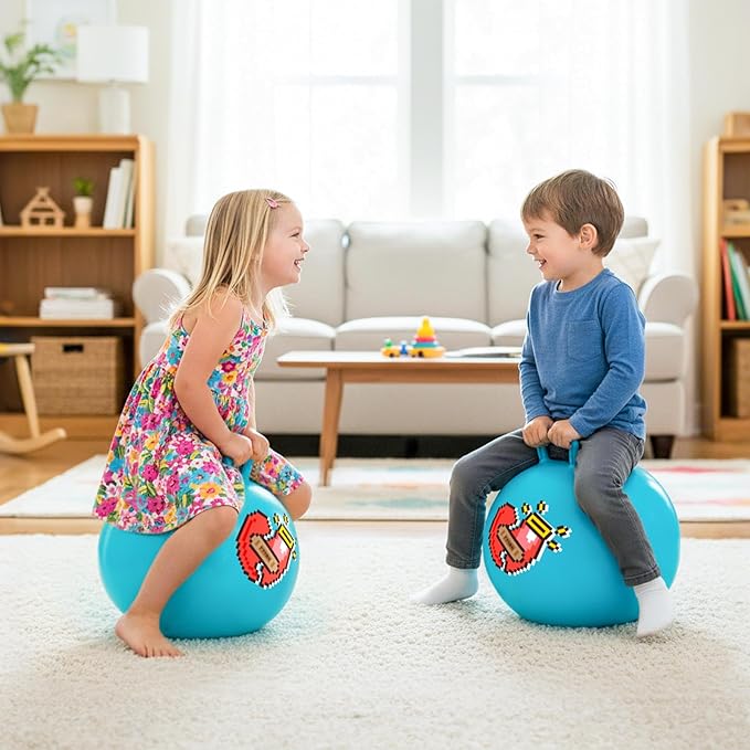 EVERICH TOY Hopper Ball for Kids 4-8, 18In Ride On Bouncy Balls with Handle, Blue Inflatable Christmas Hopping Toys Gifts for Girls Boys, Indoor Outdoor Active Play Toys