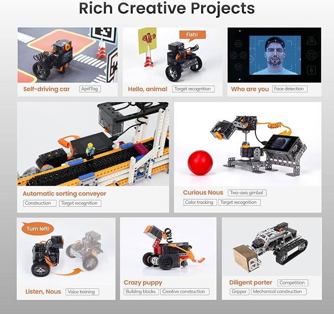 Nous AI Robot for Kids Ages 12+, STEM Coding Robot for Boys and Girls with Scratch & Python Programming, Robot Building Kit for Kids to Build Your Own AI Robot