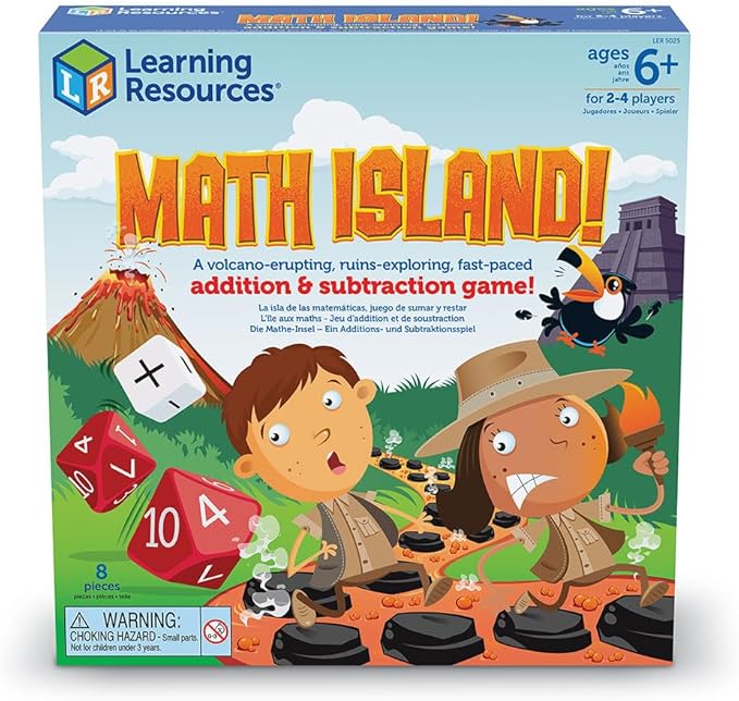 Learning Resources Math Island Addition & Subtraction Game - Math Manipulatives, Educational Board Toys, Classroom Flash Cards , Volcano Toy, STEM Kids, Gifts for Boys And Girls , Montessori