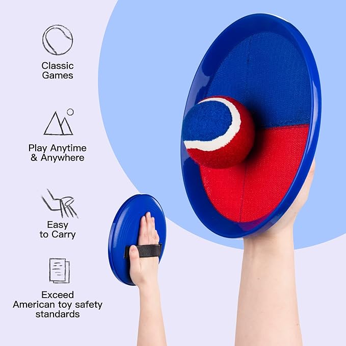 EVERICH Upgraded Toss and Catch Ball Game Set, Outdoor Games for Kids Toys, Stocking Stuffers for Family Games, Beach Pool Yard Outside Toys for Boys Girls 3 4 5 6 7 8-12 Years Old