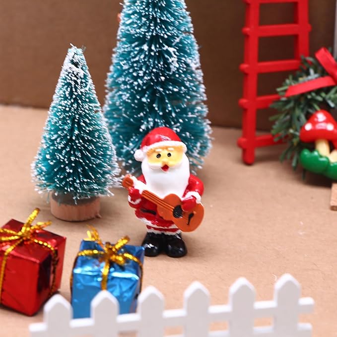 LOGOFUN Miniature Fairy Door Elf Gnome Set with Yellow Bell for Dollhouse Christmas Scene Decoration