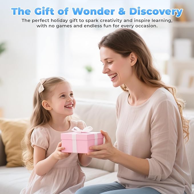 Ai Kids Camera for Age 3-10, Digital Camera Christmas Birthday Gifts, Toddler Learning Play Toy Camera with 4 inch IPS HD Eye-Friendly Screen, AI Smart Learning, Music Player (Pink)