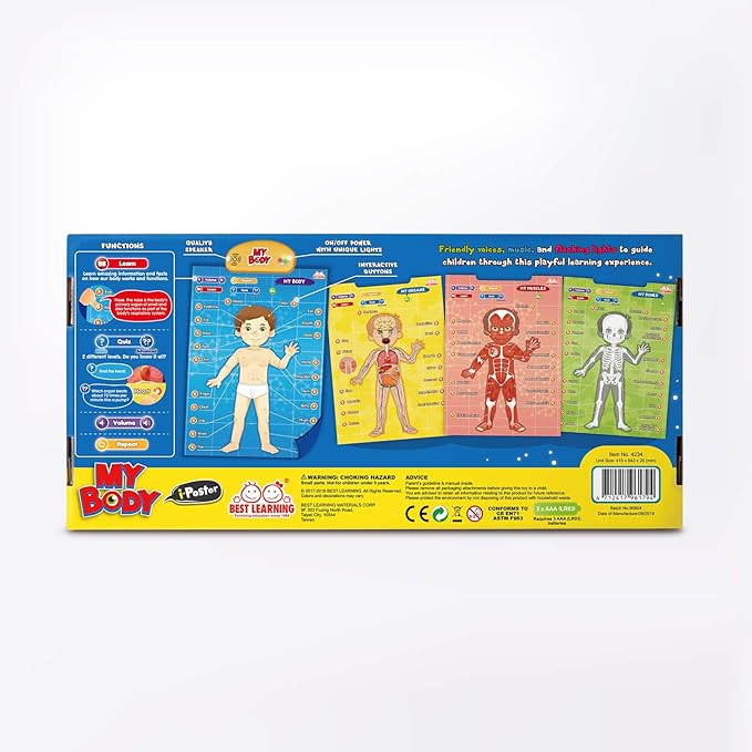 BEST LEARNING i-Poster My Body – Interactive Educational Human Anatomy Talking Toy for Kids Ages 5-12 to Learn Body Parts, Organs, Muscles and Bones Through Fun Sound and Quiz Modes