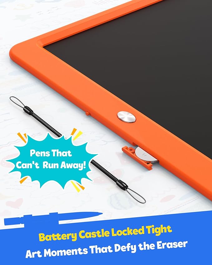 TEKFUN LCD Writing Tablet Doodle Board, 12inch Colorful Drawing Tablet Writing Pad, Kids Travel Essentials, Toddler Toys 5 6 7 8 Year Old Girls Boys (Orange)