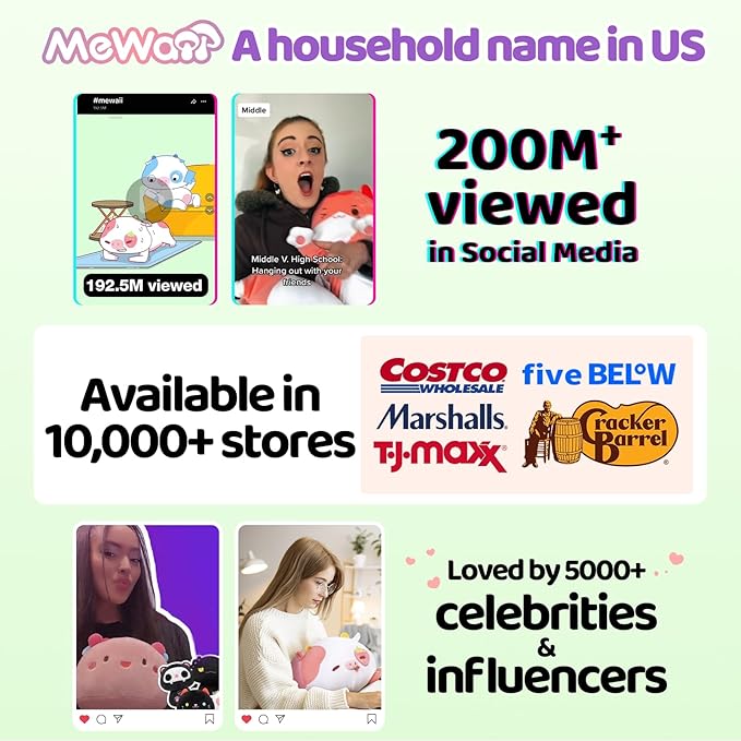 Mewaii Long Cat Plush, 5 Sizes, 120% Extra Filling Giant Plushness Kids Body Pillow, Kawaii Cute Big Eyes Stuffed Animal Plushie, Big Long Body Pillow Gift for Girls 36'