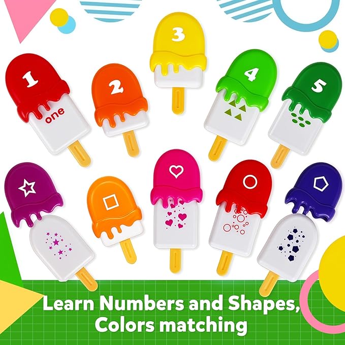 TSYAN Ice Cream Toy Set - Number & Shape Sorting Stacking Bucket for Toddlers - Educational Counting Color Recognition - Fine Motor Toys Math Learning Toys for Kids Ages 3+Year Old