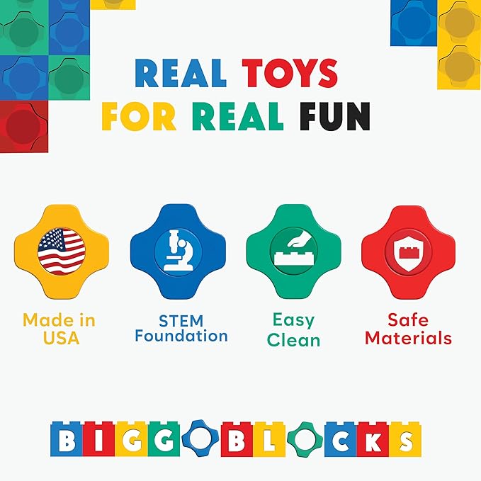 Big Building Blocks - Blocks and Wheels - Toddlers and Kids Ages 4-8 - Large Indoor Outdoor Games - 10 PC Wheel Set