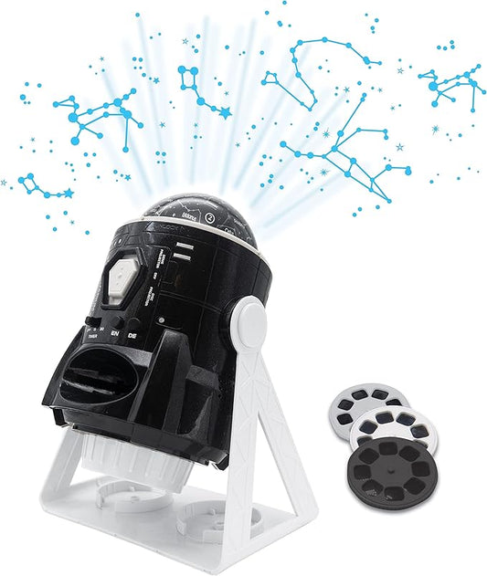 LEXIBOOK NLJ181i3 Speaking 2-in-1 Planetarium Projector, 24 Images to Discover Space, 2 Constellation Domes, STEM, Black/White