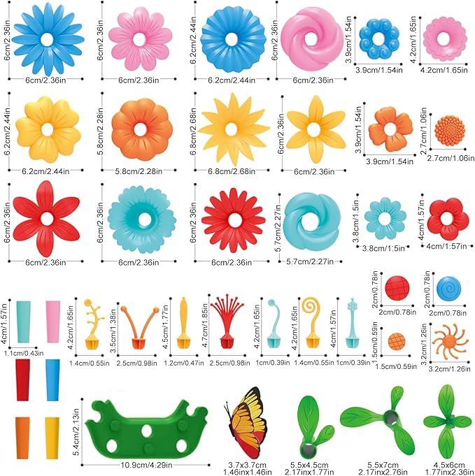 SpringFlower Toys for Girls 3 4 5 6 7 Years Old, Flower Garden Building Kit with Storage case,Educational STEM Toy and Preschool Garden Play Set for Toddlers, for Kids,148pcs