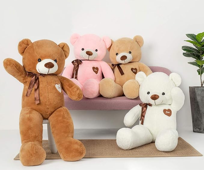 Big Teddy Bear Stuffed Animal with Love Heart 31.5 Inch Giant Plush Toy Large Soft Doll for Kids Girls Girlfriend Pink