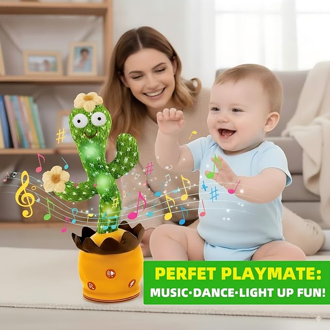 Ayeboovi Dancing Talking Cactus Toys for Baby Toddler, Interactive Talking Cactus Baby Toys Repeating Record What You Say, Volume Adjustable Singing Mimicking Toy with 120 Songs for Boys Girls Gifts
