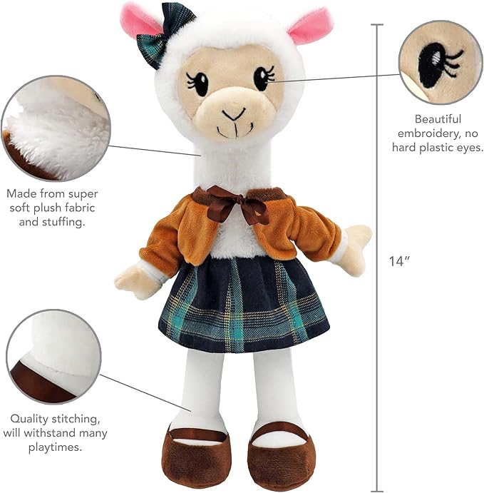 Playtime by Eimmie Soft Baby Doll Aria The Alpaca Puppet - 14" Plush Rag Doll with Embroidered Features for Girls, Boys, Toddlers & Infants - Educational Stuffed Animal for Imaginative Play