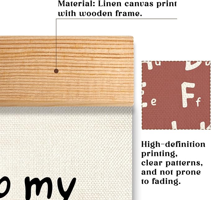 Educational Wall Art Set of 2, Numbers 1-20 and Alphabet Chart, Learning Posters for Kids,ABC Banner Poster, Banner Wall Hanging Decor for Toddler Room Playroom Nursery Wall Classroom Decor (Brown)