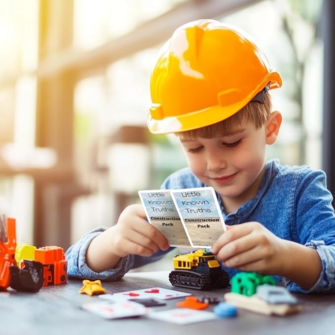 Construction Vehicle Trivia Flash Cards for Kids Ages 3+ | Educational Learning Cards with Trucks & Machines, STEM Fact Cards in Metal Tin, Screen-Free Travel Toy