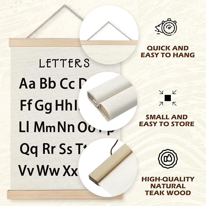 Supwhd Classroom Wall Decor, Numbers and Alphabet Educational Wall Art Poster, Alphabet ABC Numbers from 1 to 20 Poster Wall Decor for Toddler Kids Room Playroom Classroom, 12x16 Set of 2（Black）