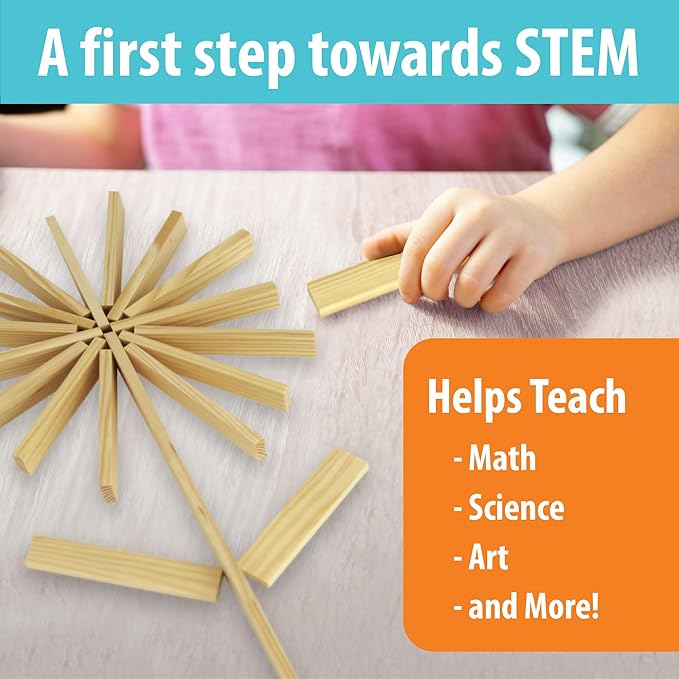 MindWare KEVA Junior Brain Builders Playset, 3D Puzzle Travel Game, 40 Wooden Building Block Challenges