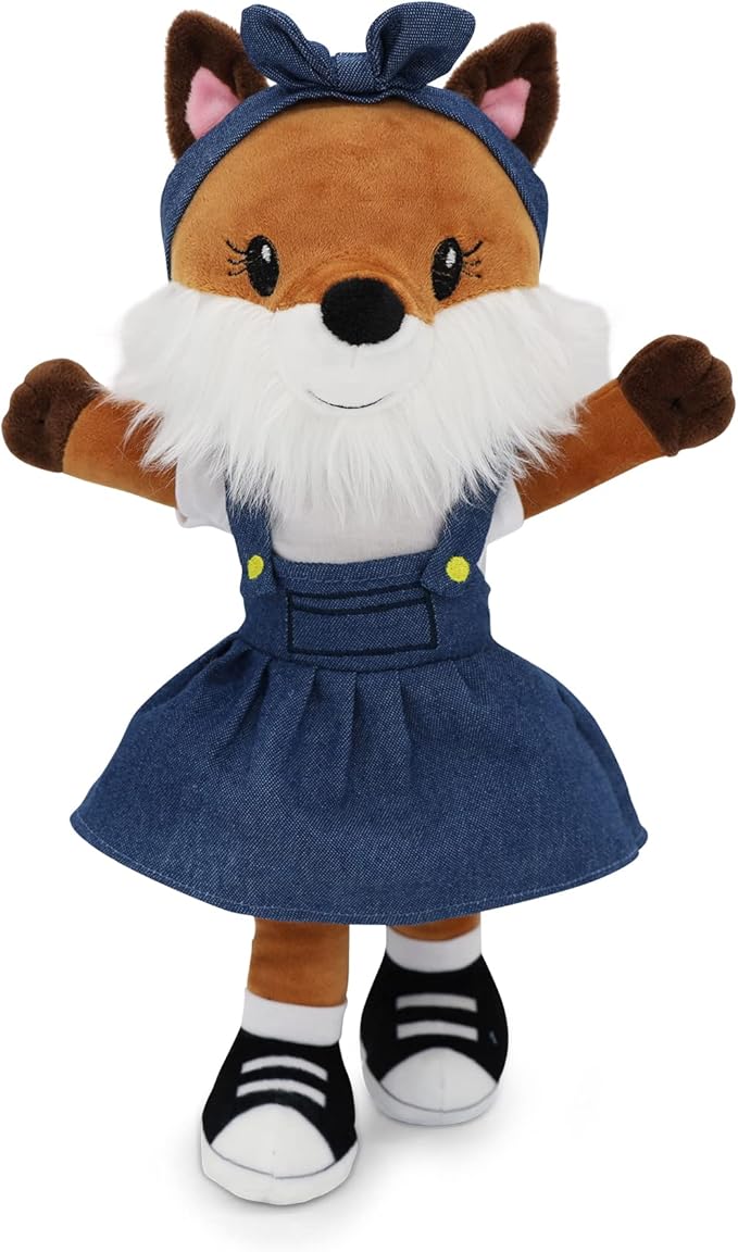 Playtime by Eimmie Soft Baby Doll Fiona The Fox - 14" Plush Rag Doll with Embroidered Features for Girls, Boys, Toddlers & Infants - Educational Stuffed Animal for Imaginative Play