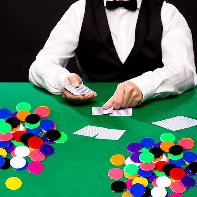 Coopay 1000 Pieces 10 Colors 1-1/5 inch Plastic Learning Counters Disks Bingo Chip Counting Discs Markers for Math Practice and Poker Chips Game Tokens