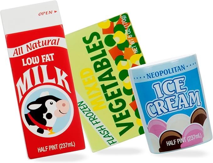 Melissa & Doug Fridge Food, Wooden Play Food for Kids Kitchen Playset, Play Kitchen Accessories, Preschool Toys for Girls & Boys Ages 3+