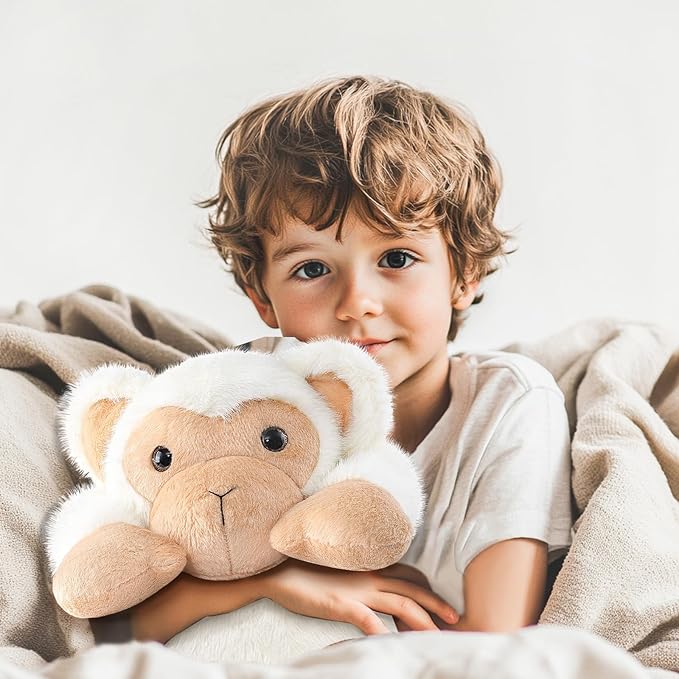 Niuniu Daddy 20" | 3.3 Pound Monkey Weighted Stuffed Animals, Large White Monkey Pillowfort Plush Lap Animal Toys for Kids Adults, Giant Plushy Body Pillow for Gifts Birthday Christmas Holiday