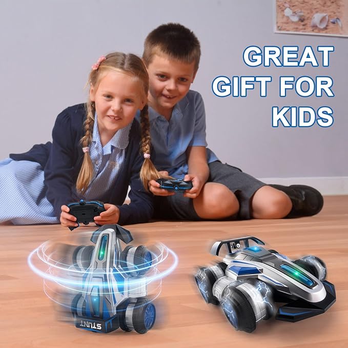 Remote Control car, 2.4 GHz Stunt Car, Upright Walking RC Cars 360° Deformation Rotation, with Lights and Music RC car 4WD High Speed Off Road Toy Presents for 6 7 8 9 10 boy and Girl (Blue)