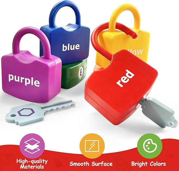 Xylolin Preschool Shape Sorting Matching Learning Locks with Keys Toys for Toddlers, Color Recognition Toy Set,Montessori Educational Fine Motor Skills Toy for Kids Ages 3+