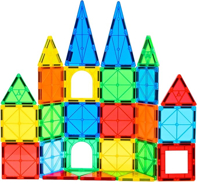CuteTiger Magnetic Tiles, 64PCS Magnet Building Toys, Magnetic Building Set, Stacking Blocks, Perfect STEM Toys Gift for Kids Boys and Girls