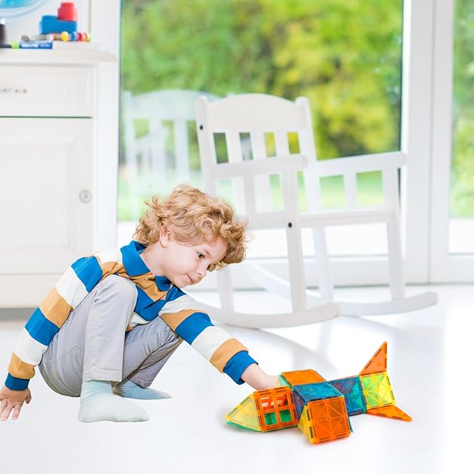 STEM Magnetic Tiles 70PCS Educational Toys for Kids Ages 3-8, Montessori Sensory Magnet Blocks for Toddlers, Classroom & Home Construction Kit