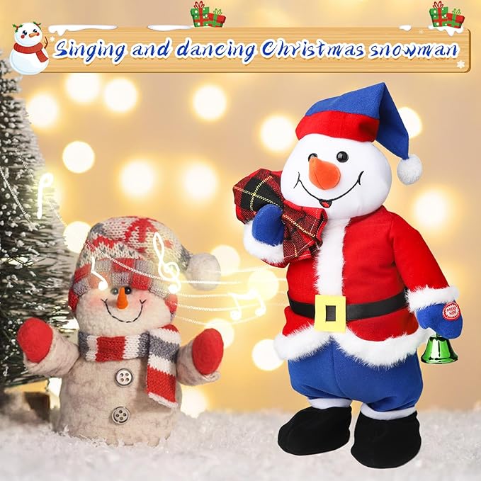 Jumping Dancing Singing Santa, Singing Dancing Santa Claus Toys Animated Christmas Plush Toy Funny White Elephant Musical Plush Toys 2025 Xmas New Year Gift for Kids,15"