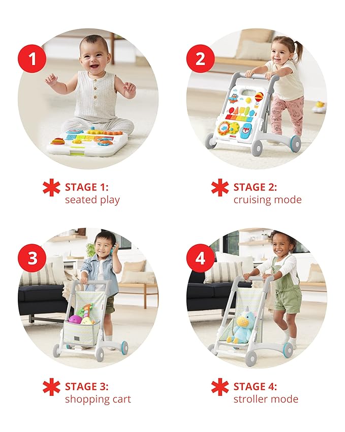 Skip Hop Baby Walker 4-in-1 Sit to Stand Convertible Light Up Walker with 40+ Activities Explore & More Age 6m+